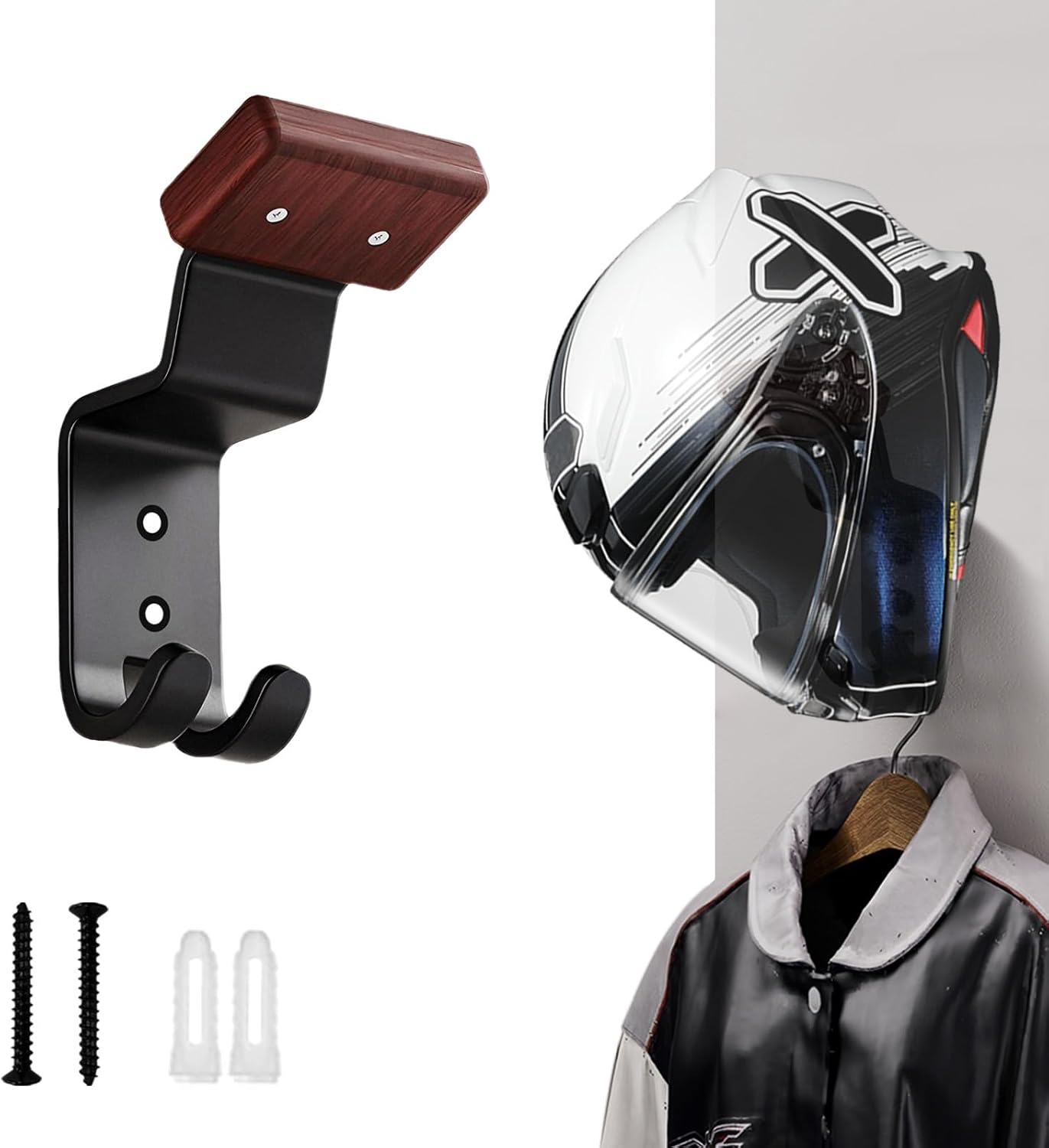 Cycling Gear Organizer Wall - Motorcycle Helmet Holder Wall Mount, Heavy